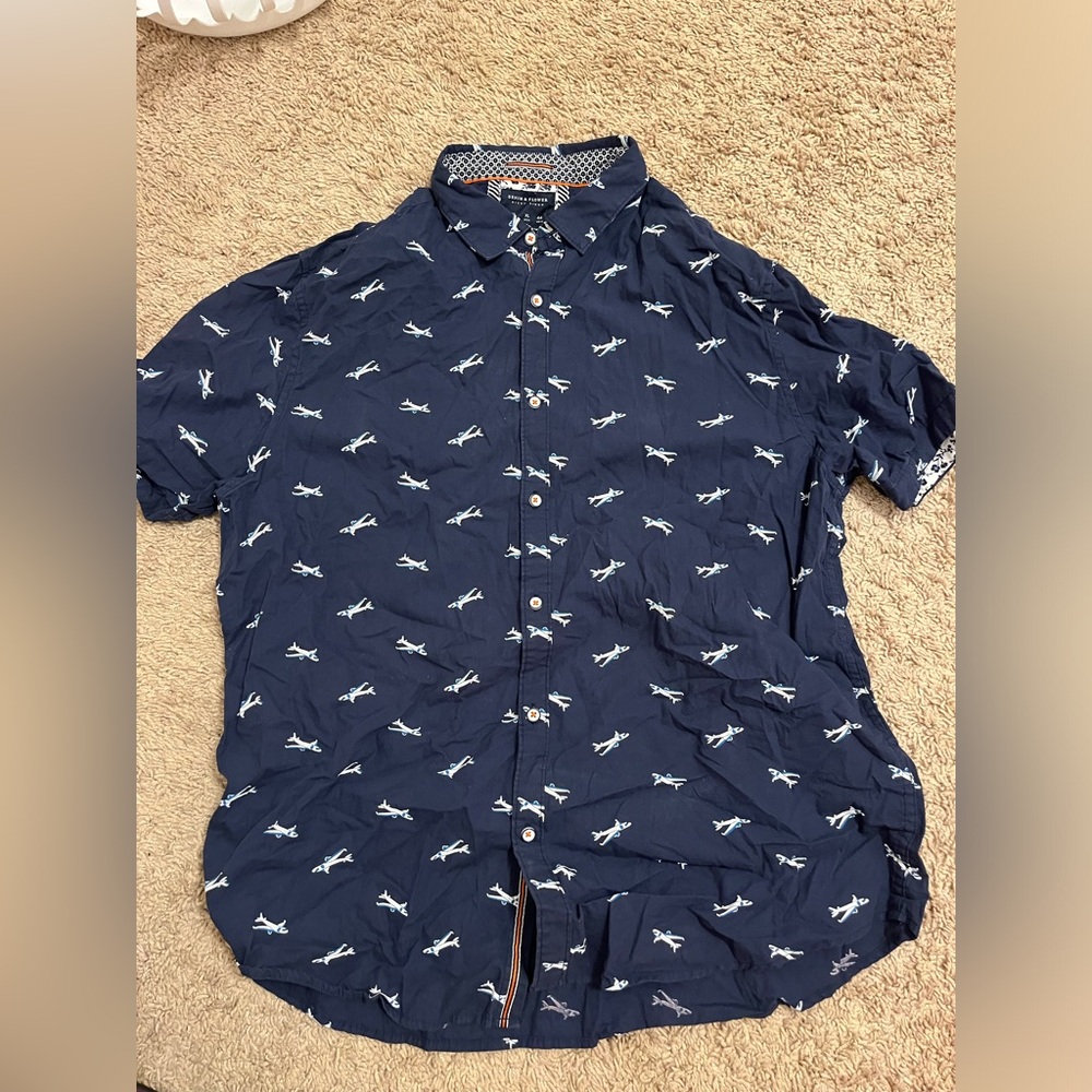 Denim and flower button down shirt